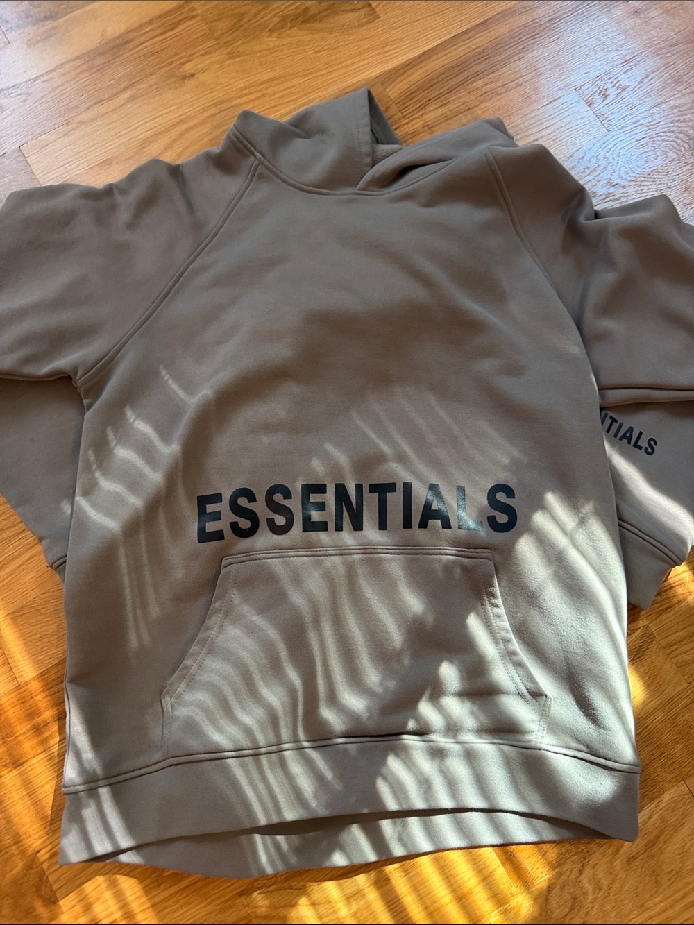Essentials Men's Hoodie - Taupe with Black Logo